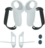 Coyktonty Controller Grip Cover for Meta Quest 3,Handle Silicone Protective Sleeve Adjustable Knuckle Strap (White)