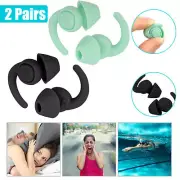 2 Pairs Silicone Ear Plugs Waterproof For Sleeping Noise Cancelling Comfortable