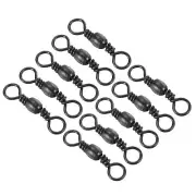 Fishing Barrel Swivels, 50Pcs 125LBS Stainless Steel Solid Ring Tackle, Black