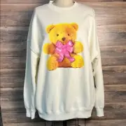 Forever 21 Oversized Teddy Bear Sweatshirt in Cream Size Small NWT