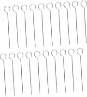 Toyvian 20Pcs Reusable Stainless Steel Skewers for Barbecue Durable Non Slip Grilling Sticks for Chicken Meat and Shrimp Compact BBQ Accessories for