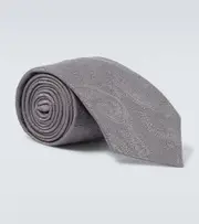 [Brunello Cucinelli] Brunello Cucinelli Paisley silk twill tie One Size grey