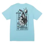 Volcom Men's L Short Sleeve Tee T-Shirt Blue Heavy Living 100% Cotton NWT