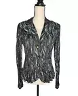 Alexandra Rosati Top Teal Shimmer Brass Buttons Long Sleeve Size L