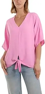 [STAR FASHION] Tie Hem Blouse for Womens V Neck Short Sleeve Top Ladies Deep V Neck Tie Front Tops and Blouses for Work One Size UK 10-18