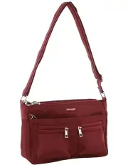 [PIERRE CARDIN] Anti-Theft Cross-Body Bag in Wine