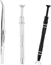3pcs Jewelry Lifting Tools, Top Quality Aluminum Earring Tool with Steel Locking Pesetas Replacement Small Parts of Jewelry Removal (Silver, Black)