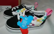 BRAND NEW IN BOX VANS WARD SLIP ON SZ 5 TODDLER PARTY CHECK MULTI COLORED BLACK