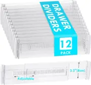 Drawer Dividers, 12 Pack Adjustable Drawer Organizers 3.2" High Expandable from