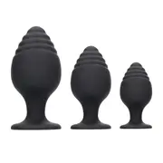 Ouch! Silicone Rippled Butt Plug Training Set