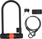 BCOATH Bike U-Shaped Lock Theft Chain Lock Steel Cable Key Full Solid Beam for Travel Security
