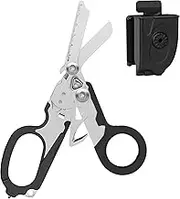 Raptor First Aid Scissors, All-in-One Tactical Scissors, Pocket Scissors & Fire Brigade Tool Set, Glass Breaker in Tuff Cut Scissors with Utility Holster (Black)
