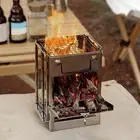 Camping Stove One-piece Folding Anti-rust Square Camping Bbq Grill Portable