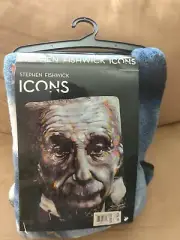 Stephen Fishwick Icons Albert Einstein Lightweight Fleece Throw Blanket NWT