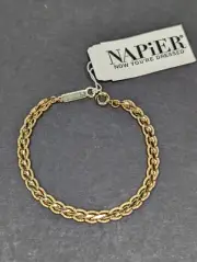 New Napier Gold Tone Serpentine Chain Bracelet Deco Classy 7.5 inch