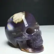 88g Awesome Natural PURPLE Agate Crystal Quartz Skull Healing Carving
