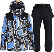 [USDBE] Winter Ski Suit for Men Ski Jacket Pants Set Warm Skiing and Snowboarding Suit