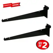 New 12" Slatwall Knife Shelf Brackets With Lip - Black 2pk