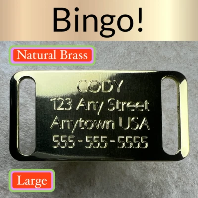 Custom Engraved Dog Tags Personalized Dog Pet Tags Engraved SLIDER BRASS LARGE