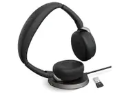 JABRA Evolve2 65 Flex UC Stereo Bluetooth Headset, Link380a USB-A Dongle & Wireless Charging Stand Included, Foldable Design, 2Yr