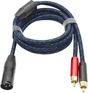 XLR Male to 2 x Phono RCA Plug Adapter Y Splitter Patch Cable, 1 XLR 3 Pin to Dual RCA Plug Stereo Audio Cable Connector(1M)