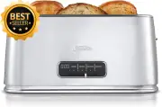 Arise Long Slot 4-Slice Toaster LED Countdown Timer Quickcheck Stainless Steel