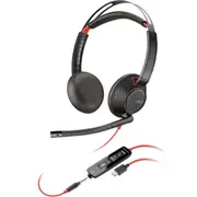 HP Poly Blackwire 5220 USB-C/A Wired On-Ear Headset - Teams & UC Certified Noise-Canceling Mic / In-line Control / USB-A&C + 3.5mm [8X231AA]