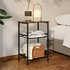 End Table 3-Tier Side Table with Storage Shelf, Nightstand Bedside Table for Bed