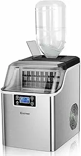 Costway Countertop Ice Maker, Electric Ice Making Machine W/A Top Inlet Hole, Auto Self-Cleaning, 20KG /24H, 24pcs Ice Cube/14 Mins, 3.2L Built-in Water Tank, Scoop for Home, Office