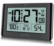 Atomic Clock with Indoor Temperature and Humidity,Digital Wall Clock with Lar...