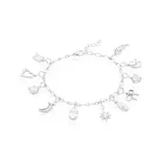 Sterling Silver 19cm Charm Bracelet