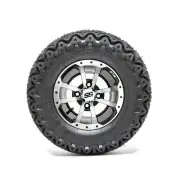 10" Storm Trooper Black/Machined Lifted Golf Cart Wheels on 20" Tires-Set of 4
