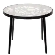 LeisureMod Devon Tree Design Glass Top Aluminum Base Indoor Outdoor End Table