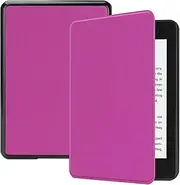 [SATURCASE] Case for Amazon Kindle Paperwhite 4 2018 Released 6.0 (10th Generation), PU Leather Flip Folio Ultra Slim Light Weight Protective Cover with Auto Sleep/Wake Function (Purple)