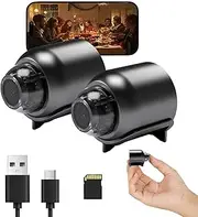 Mini Camera Home 5G WiFi, 1080P HD Wireless Family Security Cam with Infrared Night Vision, Smart Outdoor Indoor Surveillance Camera, for Home Office Indoor and Outdoor (32GB 2PCS)