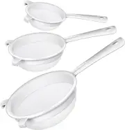 3 Pcs Plastic Nylon Mesh Strainer Colander with Handle Double Ear Fine Food Mesh