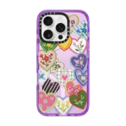 iPhone 16 Pro Impact Case MagSafe Compatible Lovely Heart Floral Stickers