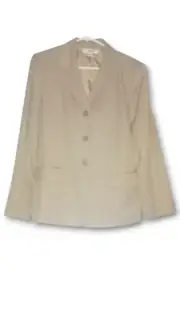 NWT $200 Value Women's Size 16 Sage and White Striped LeSuit Button Up Blazer