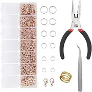 EuTengHao 1504pcs Open Jump Ring and Lobster Clasps Jewelry Repair Tools Jewelry Making Supplies Kit with Jewelry Making Accessories for Necklace Making Repair (Rose Gold)