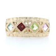 Silver Garnet Peridot Amethyst Topaz Band - 925 Gold Plated .62ctw Ring 8 3/4