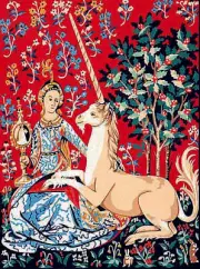 Margot de Paris Needlepoint canvas for halfstitch without yarn Lady Unicorn V...