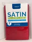 Interiors by Design Set of 2 Satin Pillow Cases 20x30 Standard Sz Polyester Red