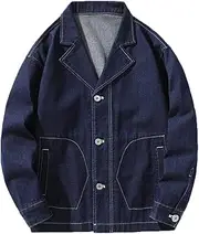 [HEYDHSDC] Men Spring Classic Design Loose Denim Blazers Jacket Casual Youth Outerwear Jean Jackets