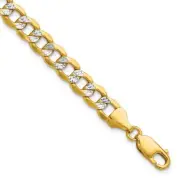 14k 7.1mm Semi-solid with Rhodium Pav‚ Curb Chain Necklace