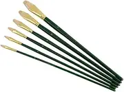 6 Pcs Set Pig Bristle Green Long Birch Wood Rod Oil Painting Brush Hazelnut Shaped Hard Hair Acrylic Acid Brush Art Supplies