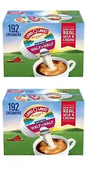2 PACK - Land O'Lakes Mini Moo'S Half and Half coffee creamers (192 Ct.)