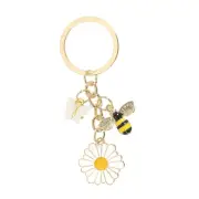 Flower Keychain, Flower HoneyBee Keyring Pendant Keychains, White
