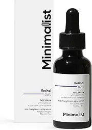 Minimalist Retinol 0.6% Mid-Strength Anti Aging Face Serum For Men & Women, Reduces Fine Lines & Wrinkles, Medium Strength Retinol Formula, 30 ml 1 Ounce (Pack of 1)