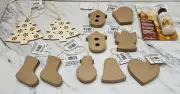11 DARICE VINTAGE PAPER AND WOOD ORNAMENTS & DECOART GLITTER GLUE 3"