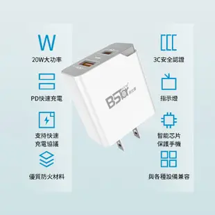 【羽創數位】 BSTar 貝仕達 PD+QC3.0 急速充電器 雙協議快充 apple iphone 充電器